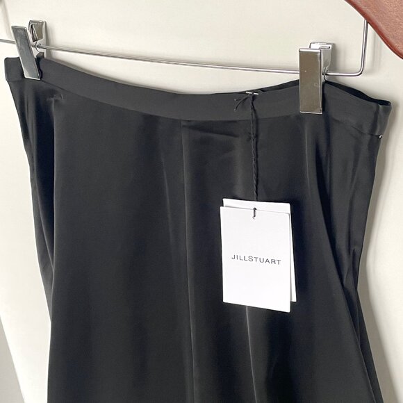 Jill Stuart Black Satin A-Line Skirt Womens 8 Flare Knee Length Cocktail Elegant - Picture 7 of 13
